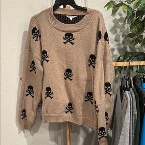 Skull Patterned Tan Sweater